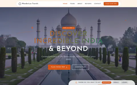 WanderLux Travels website preview
